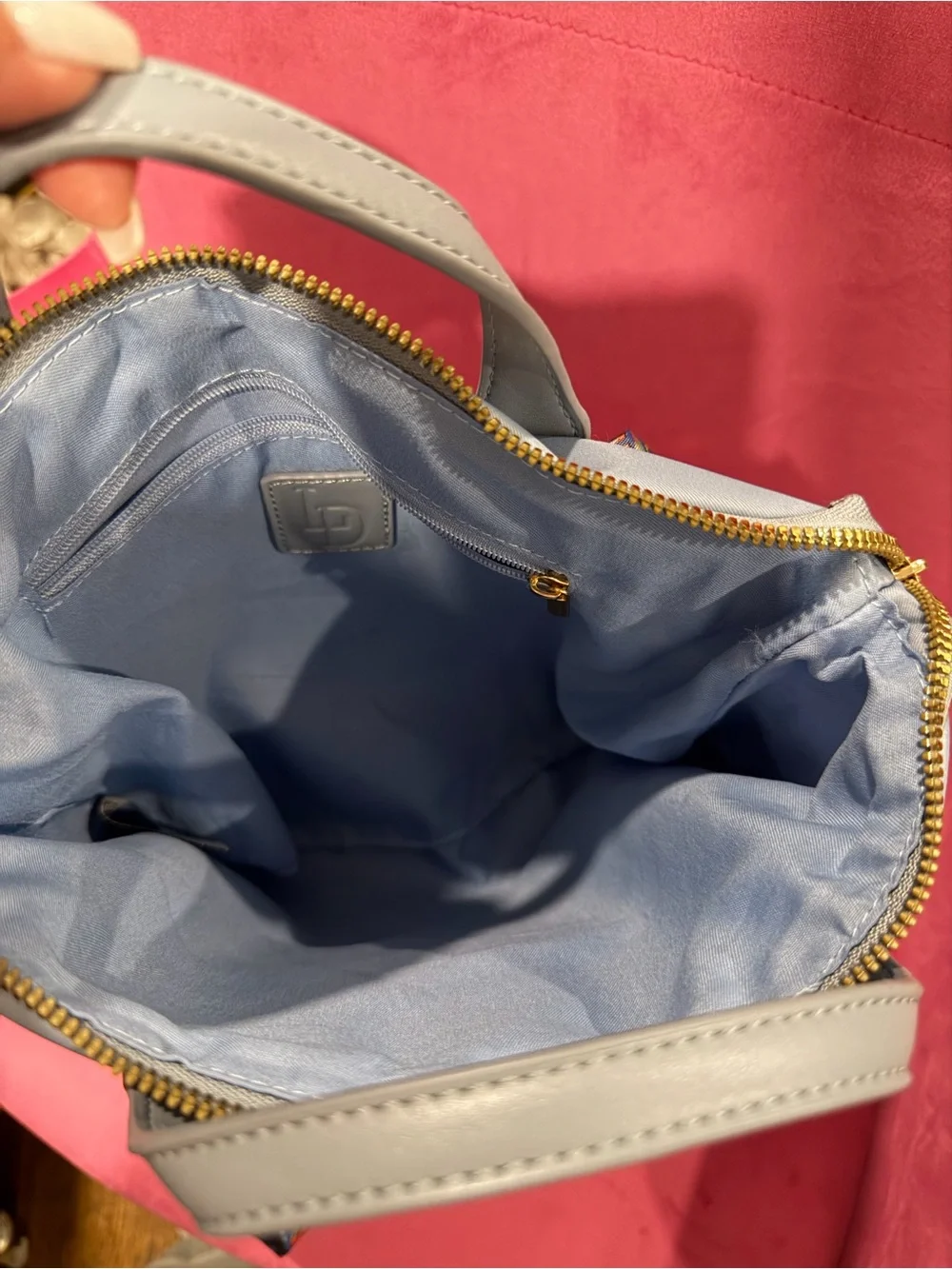 Women's Light Blue Top-Handle Zip Backpack